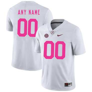 Mens Alabama Crimson Tide White Customized 2017 Breast Cancer Awareness College Football Jersey->customized ncaa jersey->Custom Jersey